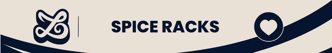 Banner featuring the title 'Spice Racks' with decorative elements, highlighting storage solutions for spices.