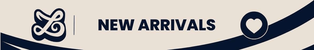 Banner showcasing new arrivals collection with heart icon and brand logo.