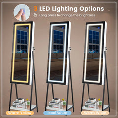 LED Jewellery Mirror Cabinet with Lockable Armoire