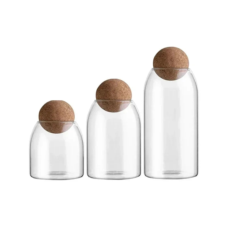 Clear Glass Storage Jar with Cork Lid Airtight Canister - Luvasmr