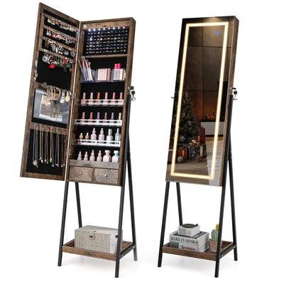 LED Jewellery Mirror Cabinet with Lockable Armoire - Luvasmr