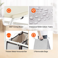 Rolling Laundry Sorter with Ironing Board
