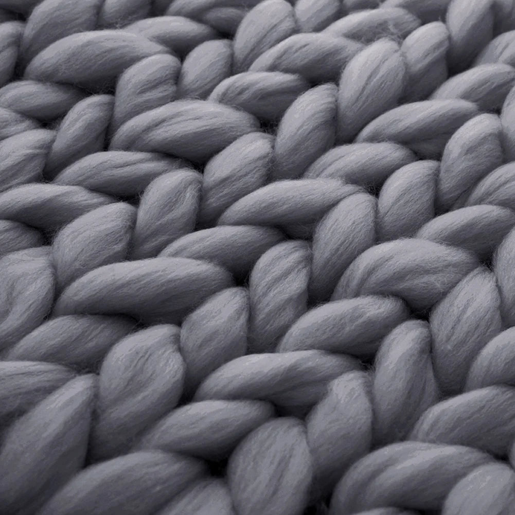 Grey Handwoven Chunky Knit Throw Blanket - Luvasmr