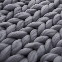 Grey Handwoven Chunky Knit Throw Blanket - Luvasmr