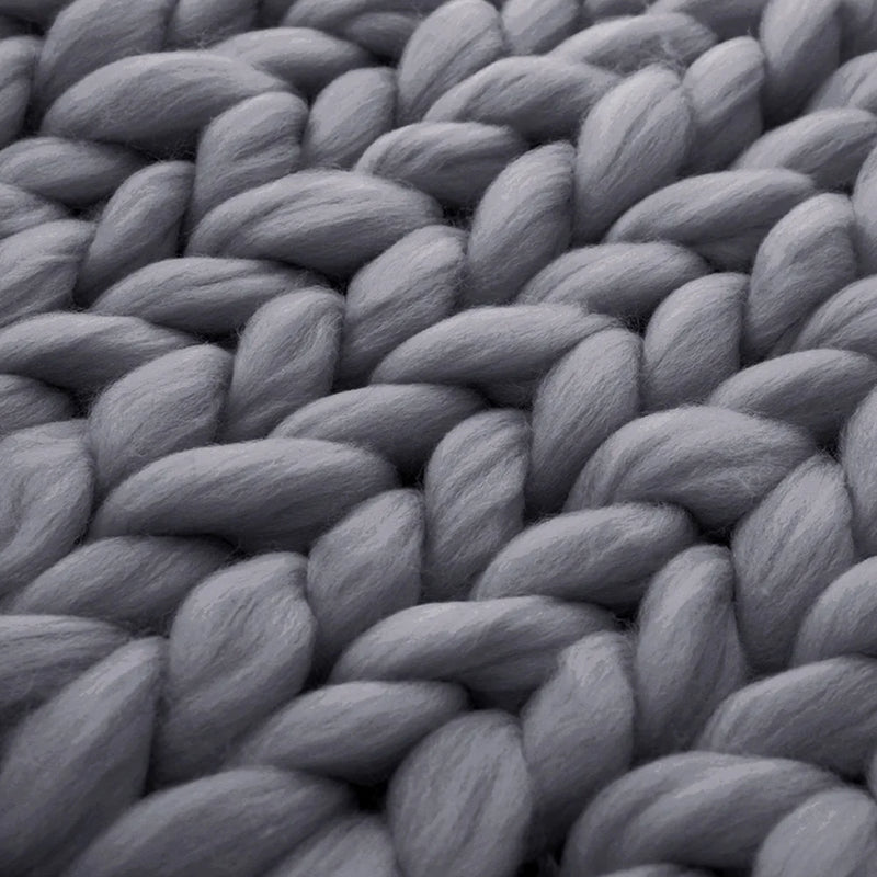 Grey Handwoven Chunky Knit Throw Blanket - Luvasmr