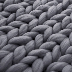 Grey Handwoven Chunky Knit Throw Blanket