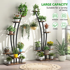 6-Tier Metal Plant Stand Pack of 2 with Hanging Hooks