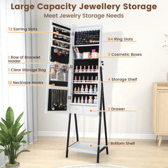 LED Jewellery Mirror Cabinet with Lockable Armoire