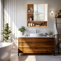 Wall Mounted Bamboo Bathroom Vanity Mirror Cabinet - Luvasmr