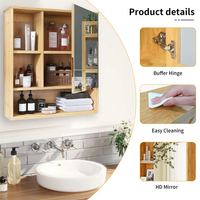Wall Mounted Bamboo Bathroom Vanity Mirror Cabinet - Luvasmr
