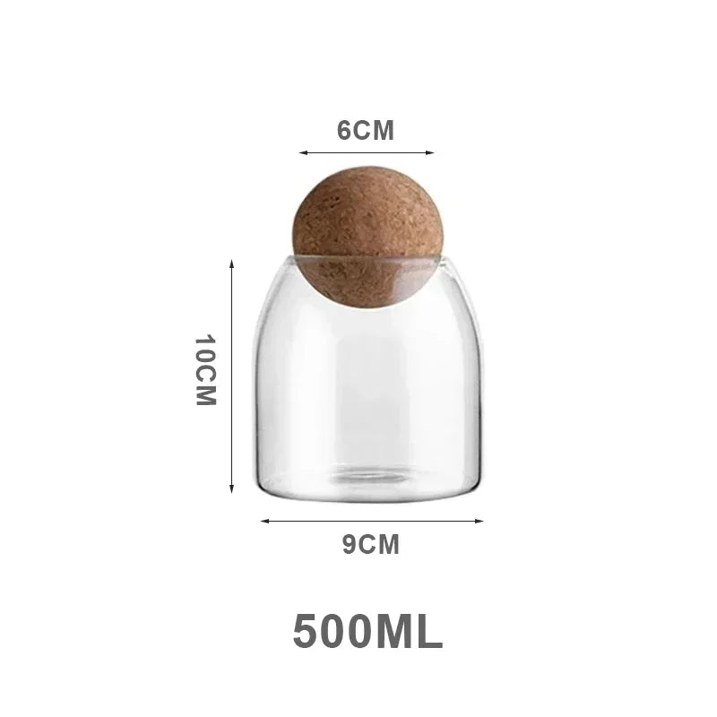 Clear Glass Storage Jar with Cork Lid Airtight Canister - Luvasmr