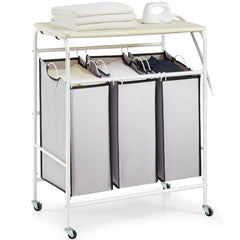 Rolling Laundry Sorter with Ironing Board