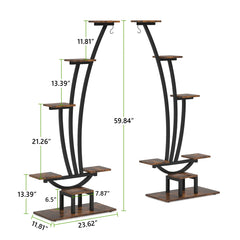 6-Tier Metal Plant Stand Pack of 2 with Hanging Hooks