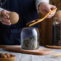 Clear Glass Storage Jar with Cork Lid Airtight Canister - Luvasmr