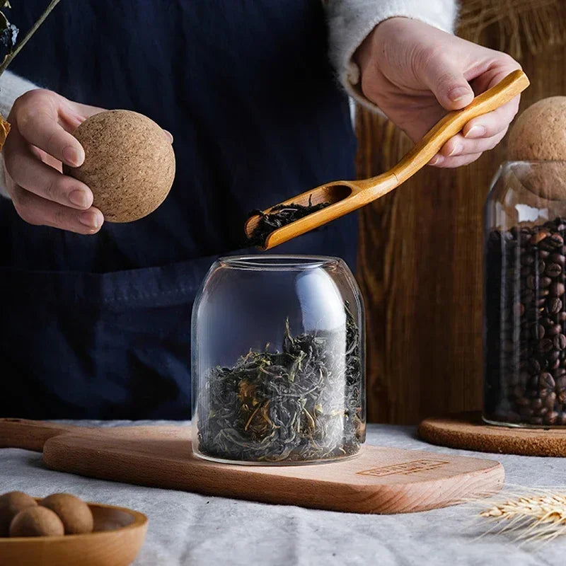 Clear Glass Storage Jar with Cork Lid Airtight Canister - Luvasmr