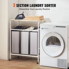 Rolling Laundry Sorter with Ironing Board