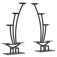 6-Tier Metal Plant Stand Pack of 2 with Hanging Hooks