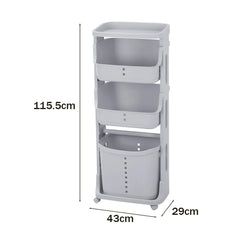4-Tier Storage Rack Laundry Basket with Wheels