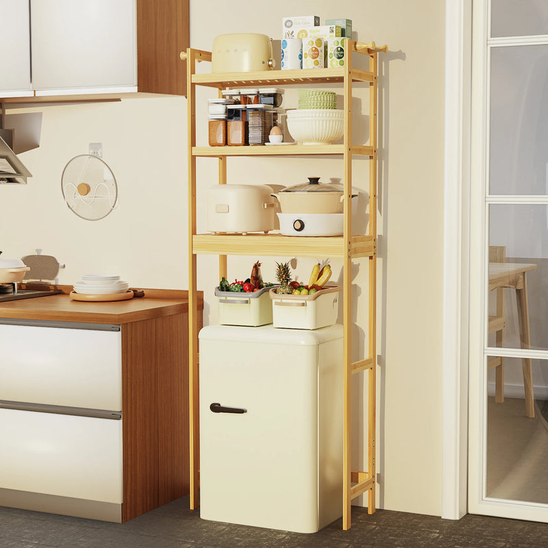Bamboo Bathroom Finishing Rack with Adjustable Shelves - Luvasmr
