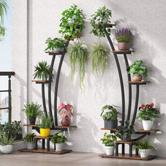 6-Tier Metal Plant Stand Pack of 2 with Hanging Hooks