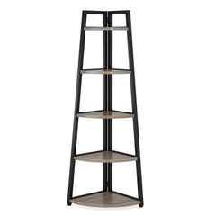 5-Tier Corner Wooden Bookcase with Storage Shelves