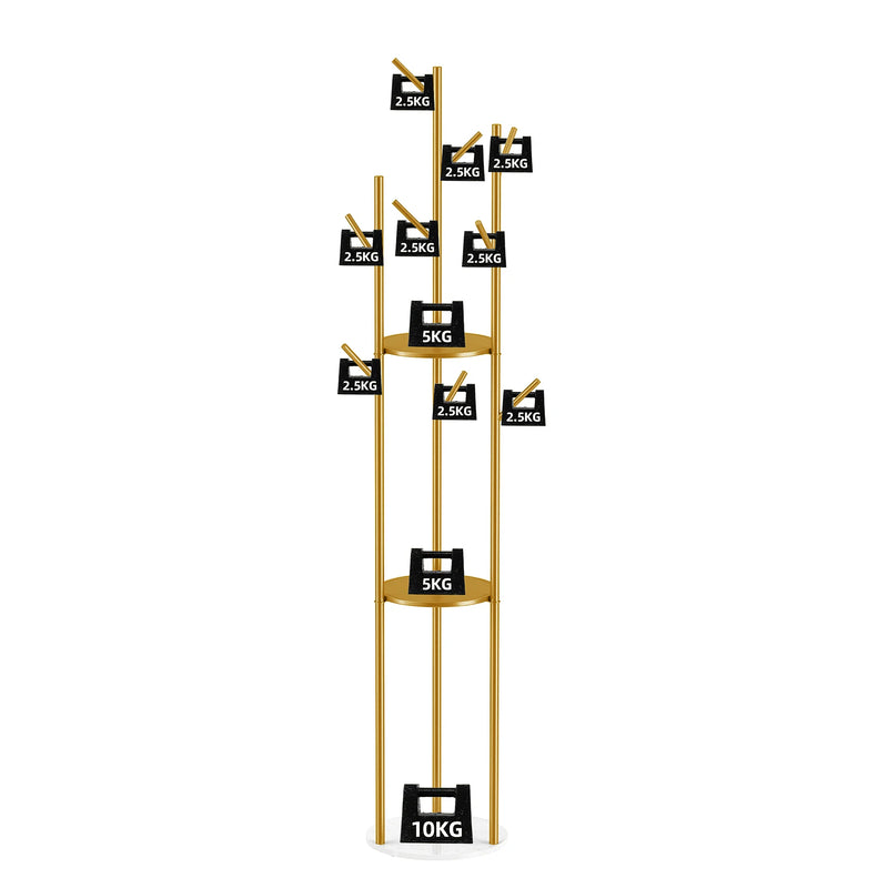 Heavy Duty Gold Metal Marble Coat Rack Stand - Luvasmr