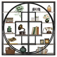 5-Tier Industrial Etagere Bookcase with 8 Open Storage Shelves