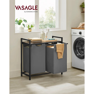 2-Compartment Laundry Basket with Pull-Out Removable Bags - Luvasmr