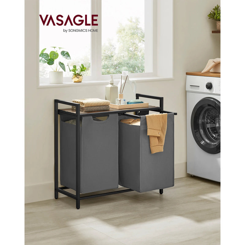 2-Compartment Laundry Basket with Pull-Out Removable Bags - Luvasmr