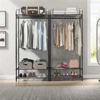 Heavy Duty Metal Clothes Rack with Shelves - Luvasmr