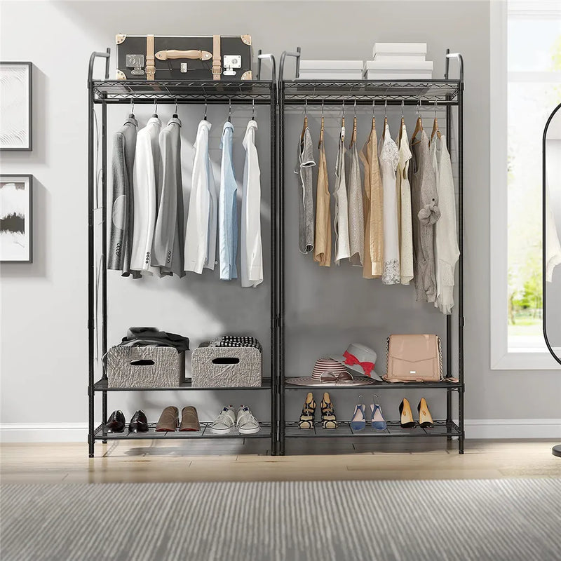 Heavy Duty Metal Clothes Rack with Shelves - Luvasmr