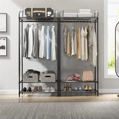 Heavy Duty Metal Clothes Rack with Shelves