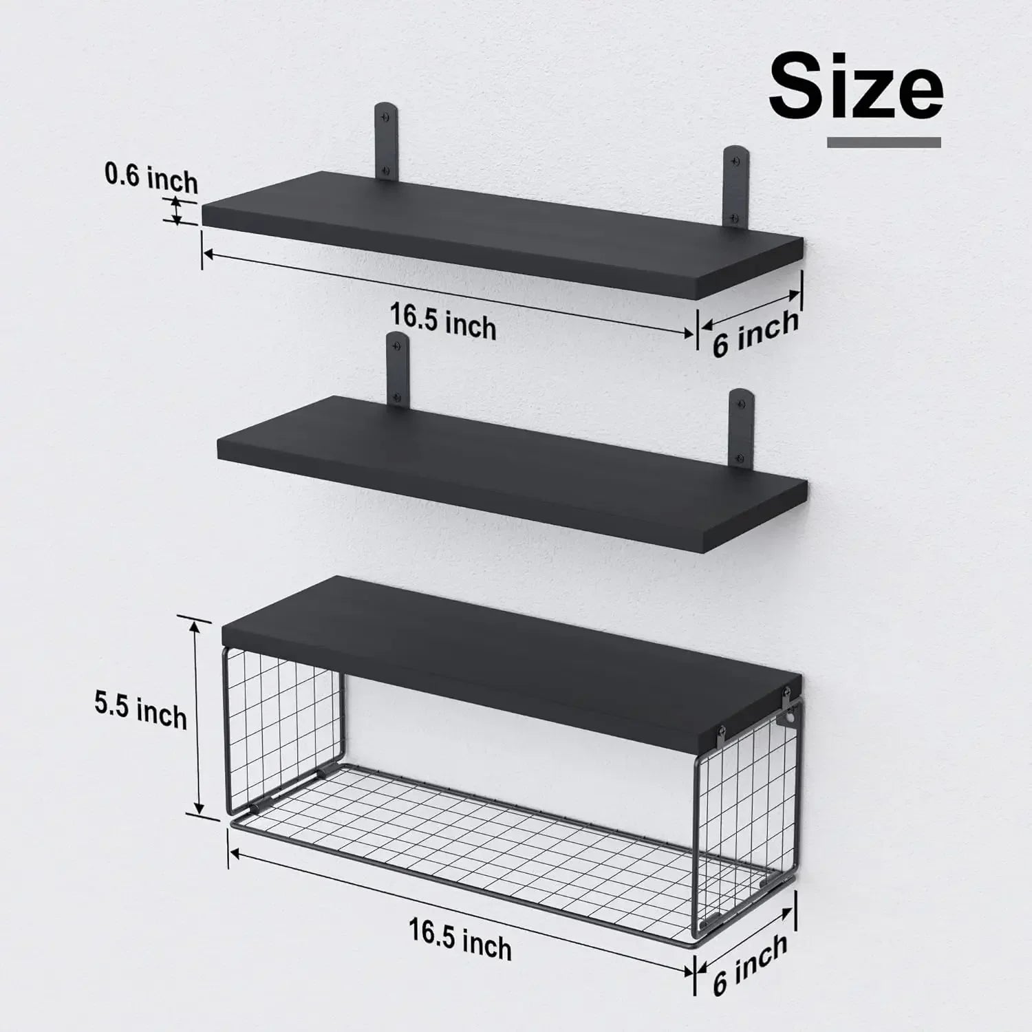 Wall Shelves Floating Mounted Wooden Storage Rack 4-Piece Set - Luvasmr