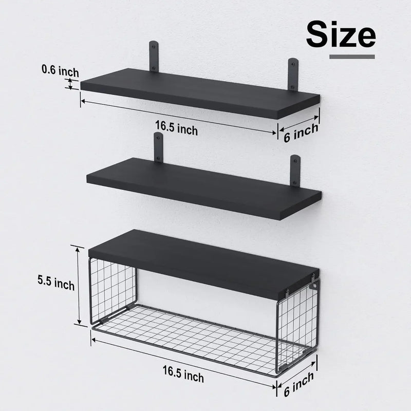 Wall Shelves Floating Mounted Wooden Storage Rack 4-Piece Set - Luvasmr