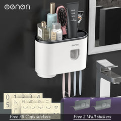 Magnetic Inverted Toothbrush Holder with Automatic Toothpaste Squeezer