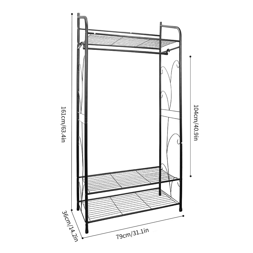 Heavy Duty Metal Clothes Rack with Shelves - Luvasmr