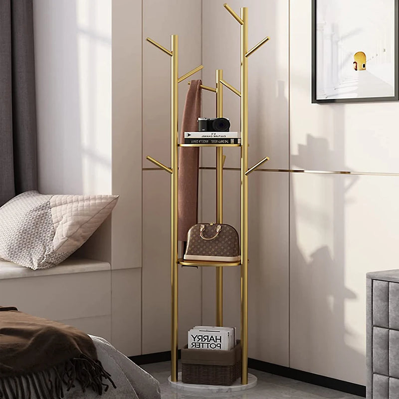 Heavy Duty Gold Metal Marble Coat Rack Stand - Luvasmr