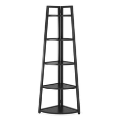 5-Tier Corner Wooden Bookcase with Storage Shelves