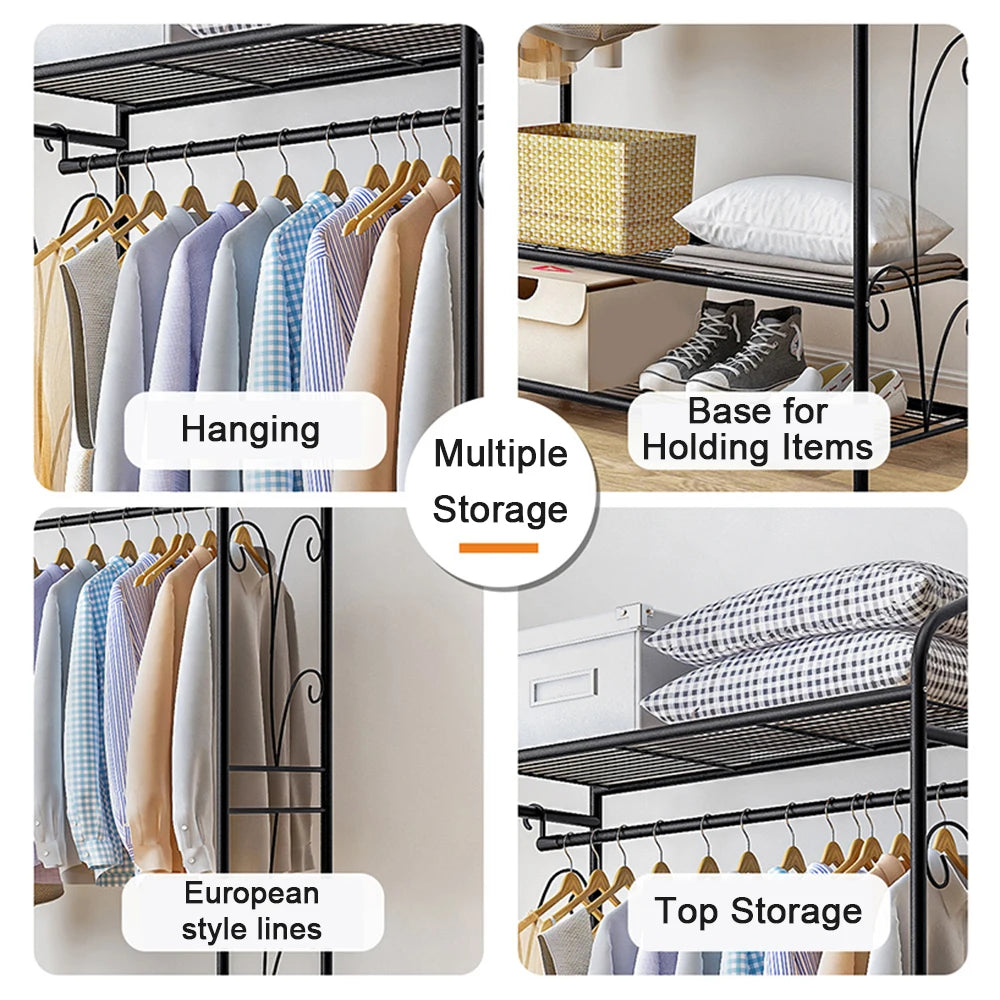 Heavy Duty Metal Clothes Rack with Shelves - Luvasmr