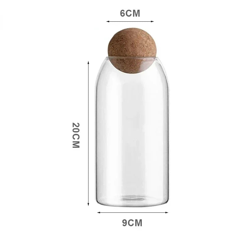 Clear Glass Storage Jar with Cork Lid Airtight Canister - Luvasmr