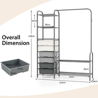 3-Tier Clothes Rails Stand Garment Coat Rack with 6 Storage Drawers - Luvasmr