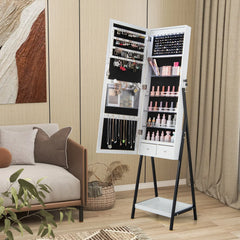 LED Jewellery Mirror Cabinet with Lockable Armoire