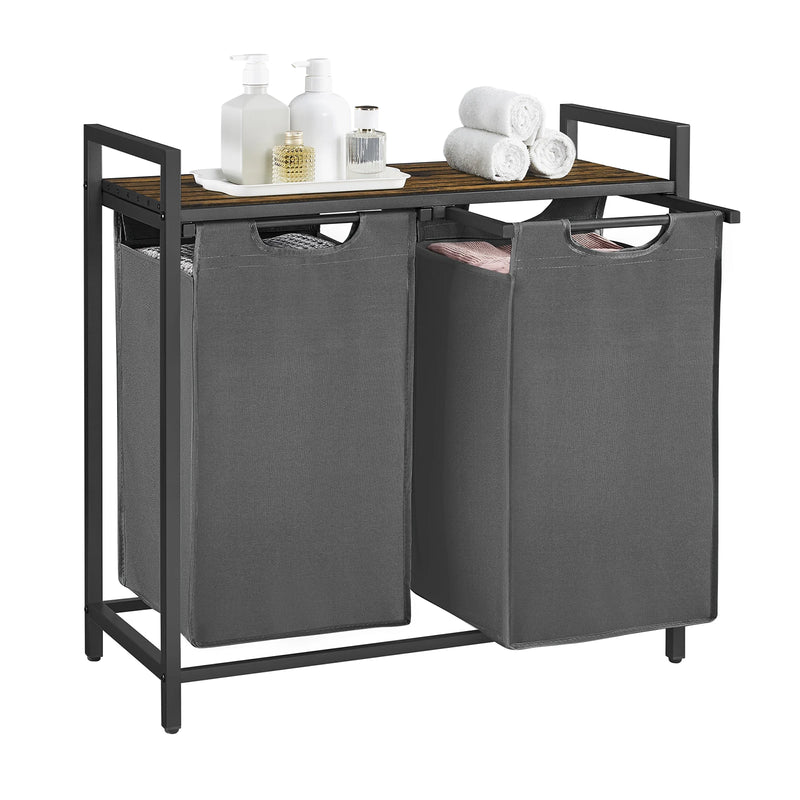 2-Compartment Laundry Basket with Pull-Out Removable Bags - Luvasmr