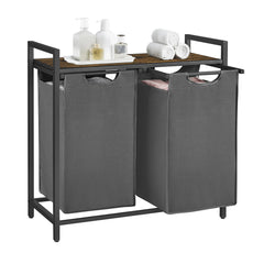 2-Compartment Laundry Basket with Pull-Out Removable Bags