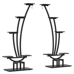 6-Tier Metal Plant Stand Pack of 2 with Hanging Hooks