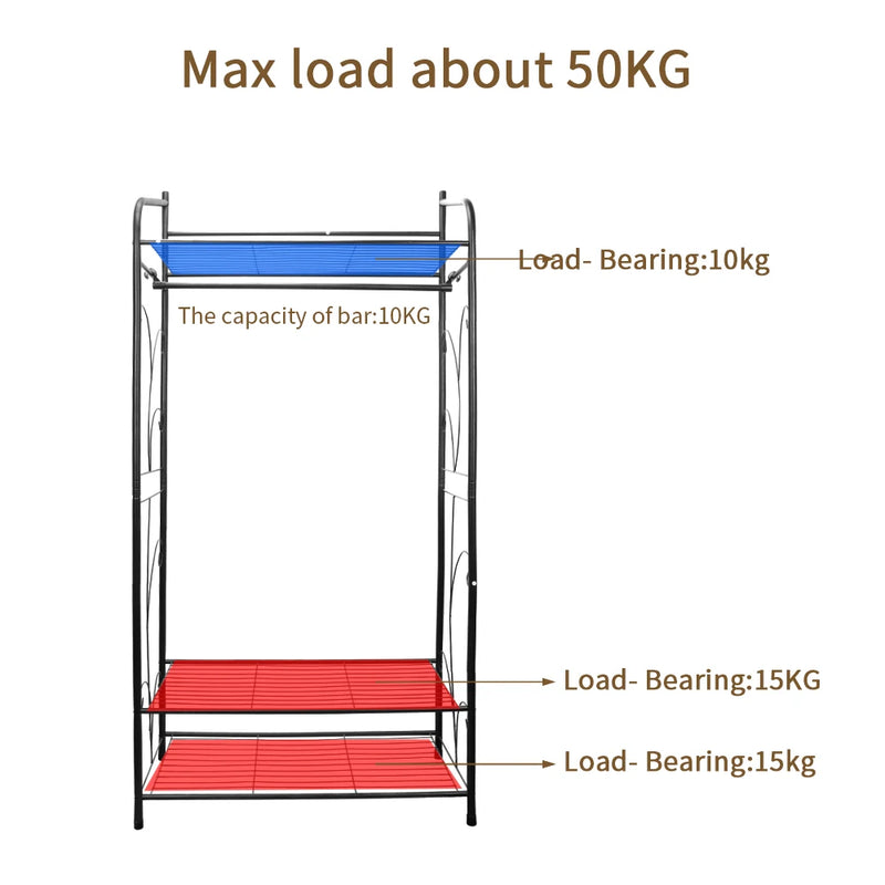 Heavy Duty Metal Clothes Rack with Shelves - Luvasmr