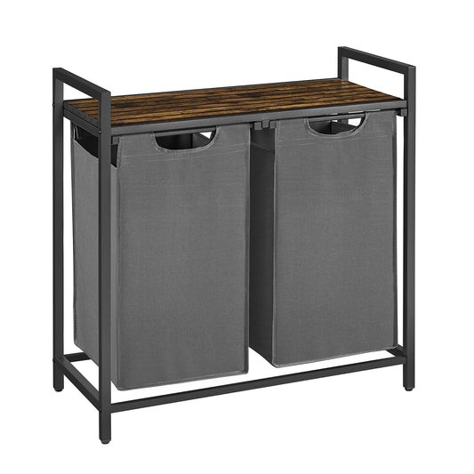 2-Compartment Laundry Basket with Pull-Out Removable Bags