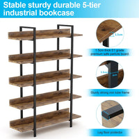 5-Tier Industrial Standing Bookshelf with Iron Pipe Frame - Luvasmr