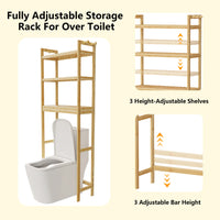 Bamboo Bathroom Finishing Rack with Adjustable Shelves - Luvasmr
