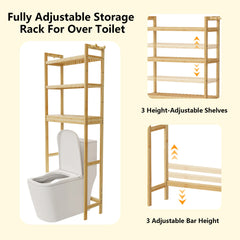 Bamboo Bathroom Finishing Rack with Adjustable Shelves